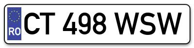 Placuta inmatriculare numar auto  CT-498-WSW, CT 498 WSW, CT498WSW