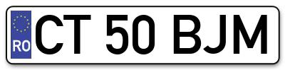 Placuta inmatriculare numar auto  CT-50-BJM, CT 50 BJM, CT50BJM