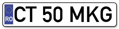 Placuta inmatriculare numar auto  CT-50-MKG, CT 50 MKG, CT50MKG
