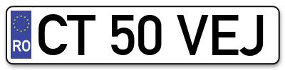 Placuta inmatriculare numar auto  CT-50-VEJ, CT 50 VEJ, CT50VEJ