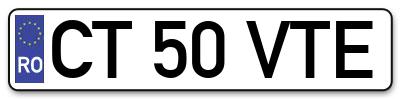 Placuta inmatriculare numar auto  CT-50-VTE, CT 50 VTE, CT50VTE