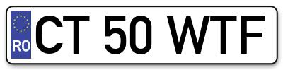 Placuta inmatriculare numar auto  CT-50-WTF, CT 50 WTF, CT50WTF