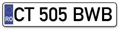 Placuta inmatriculare numar auto  CT-505-BWB, CT 505 BWB, CT505BWB