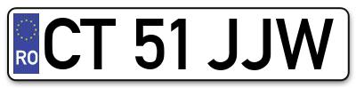 Placuta inmatriculare numar auto  CT-51-JJW, CT 51 JJW, CT51JJW