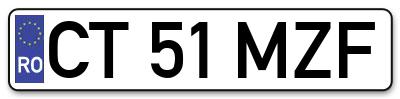 Placuta inmatriculare numar auto  CT-51-MZF, CT 51 MZF, CT51MZF