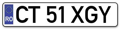 Placuta inmatriculare numar auto  CT-51-XGY, CT 51 XGY, CT51XGY