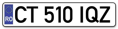 Placuta inmatriculare numar auto  CT-510-IQZ, CT 510 IQZ, CT510IQZ