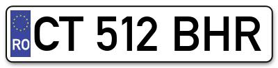 Placuta inmatriculare numar auto  CT-512-BHR, CT 512 BHR, CT512BHR