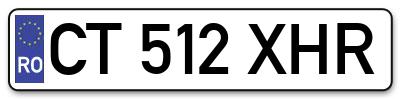 Placuta inmatriculare numar auto  CT-512-XHR, CT 512 XHR, CT512XHR