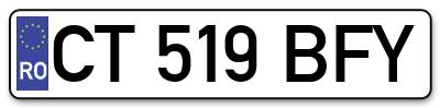 Placuta inmatriculare numar auto  CT-519-BFY, CT 519 BFY, CT519BFY