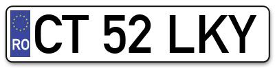 Placuta inmatriculare numar auto  CT-52-LKY, CT 52 LKY, CT52LKY