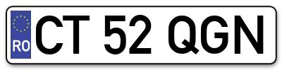 Placuta inmatriculare numar auto  CT-52-QGN, CT 52 QGN, CT52QGN