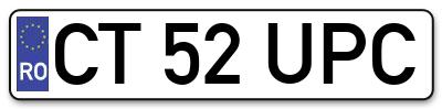 Placuta inmatriculare numar auto  CT-52-UPC, CT 52 UPC, CT52UPC