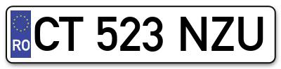 Placuta inmatriculare numar auto  CT-523-NZU, CT 523 NZU, CT523NZU