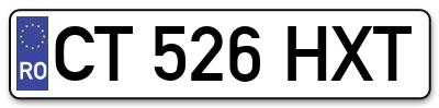 Placuta inmatriculare numar auto  CT-526-HXT, CT 526 HXT, CT526HXT