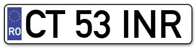 Placuta inmatriculare numar auto  CT-53-INR, CT 53 INR, CT53INR