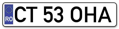 Placuta inmatriculare numar auto  CT-53-OHA, CT 53 OHA, CT53OHA