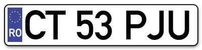 Placuta inmatriculare numar auto  CT-53-PJU, CT 53 PJU, CT53PJU