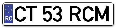 Placuta inmatriculare numar auto  CT-53-RCM, CT 53 RCM, CT53RCM