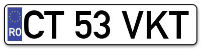 Placuta inmatriculare numar auto  CT-53-VKT, CT 53 VKT, CT53VKT
