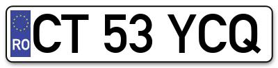 Placuta inmatriculare numar auto  CT-53-YCQ, CT 53 YCQ, CT53YCQ