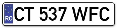 Placuta inmatriculare numar auto  CT-537-WFC, CT 537 WFC, CT537WFC