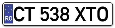 Placuta inmatriculare numar auto  CT-538-XTO, CT 538 XTO, CT538XTO