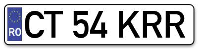 Placuta inmatriculare numar auto  CT-54-KRR, CT 54 KRR, CT54KRR