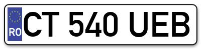 Placuta inmatriculare numar auto  CT-540-UEB, CT 540 UEB, CT540UEB