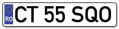 Placuta inmatriculare numar auto  CT-55-SQO, CT 55 SQO, CT55SQO
