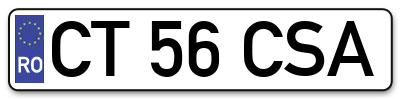 Placuta inmatriculare numar auto  CT-56-CSA, CT 56 CSA, CT56CSA