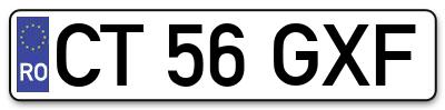 Placuta inmatriculare numar auto  CT-56-GXF, CT 56 GXF, CT56GXF