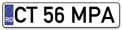 Placuta inmatriculare numar auto  CT-56-MPA, CT 56 MPA, CT56MPA