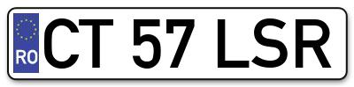 Placuta inmatriculare numar auto  CT-57-LSR, CT 57 LSR, CT57LSR