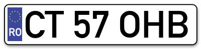 Placuta inmatriculare numar auto  CT-57-OHB, CT 57 OHB, CT57OHB