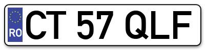 Placuta inmatriculare numar auto  CT-57-QLF, CT 57 QLF, CT57QLF
