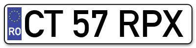 Placuta inmatriculare numar auto  CT-57-RPX, CT 57 RPX, CT57RPX