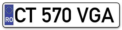 Placuta inmatriculare numar auto  CT-570-VGA, CT 570 VGA, CT570VGA