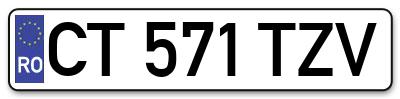 Placuta inmatriculare numar auto  CT-571-TZV, CT 571 TZV, CT571TZV
