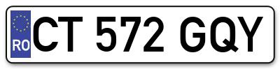 Placuta inmatriculare numar auto  CT-572-GQY, CT 572 GQY, CT572GQY