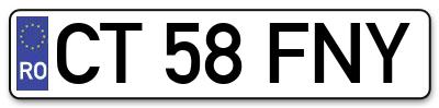 Placuta inmatriculare numar auto  CT-58-FNY, CT 58 FNY, CT58FNY