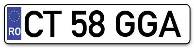 Placuta inmatriculare numar auto  CT-58-GGA, CT 58 GGA, CT58GGA