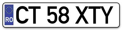 Placuta inmatriculare numar auto  CT-58-XTY, CT 58 XTY, CT58XTY