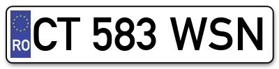Placuta inmatriculare numar auto  CT-583-WSN, CT 583 WSN, CT583WSN