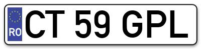 Placuta inmatriculare numar auto  CT-59-GPL, CT 59 GPL, CT59GPL