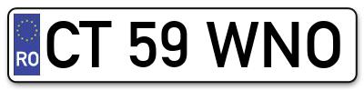 Placuta inmatriculare numar auto  CT-59-WNO, CT 59 WNO, CT59WNO