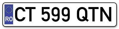 Placuta inmatriculare numar auto  CT-599-QTN, CT 599 QTN, CT599QTN