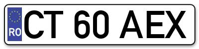 Placuta inmatriculare numar auto  CT-60-AEX, CT 60 AEX, CT60AEX
