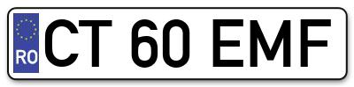 Placuta inmatriculare numar auto  CT-60-EMF, CT 60 EMF, CT60EMF