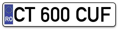 Placuta inmatriculare numar auto  CT-600-CUF, CT 600 CUF, CT600CUF